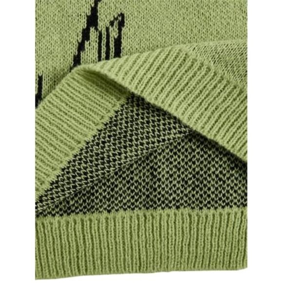 MEOW! ADORABLE Cat Print Black CATS Green Novelty Pullover Sweater NWT Size L - Picture 5 of 7